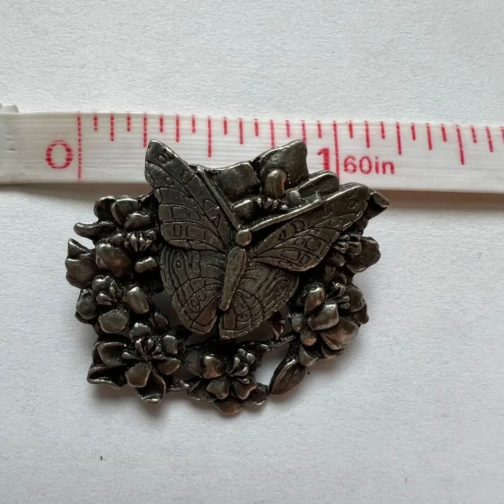 Limited Edition Brooch Pin 1998 Pewter Birds and Blooms